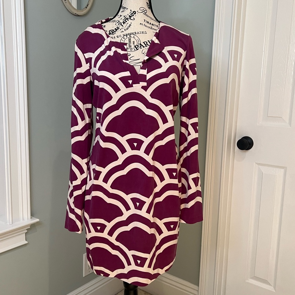 Diane Von Furstenberg Purple and White Mini Dress